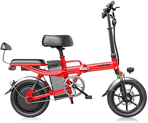 Electric Bike : High-speed Fast Electric Bikes for Adults Lightweight Foldable Compact EBike for Commuting & Leisure - 14 Inch Wheels, Rear Suspension, Pedal Assist Unisex Bicycle, 350W / 48V (Size : 200 km)