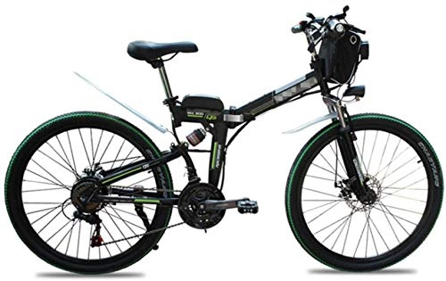 Electric Bike : High-speed Folding Electric Bikes for Adults 26" Mountain E-Bike 21 Speed Lightweight Bicycle, 500W Aluminum Electric Bicycle with Pedal for Unisex And Teens (Color : Green)