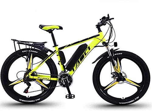 Electric Bike : High-speed Magnesium Alloy Integrated Tire Electric Bike 26In Mountain E-Bike, 21Speed Variable Speed Electric Bicycle with Removable 13AH Lithium-Ion Battery for Men Women Adults ( Color : Yellow )