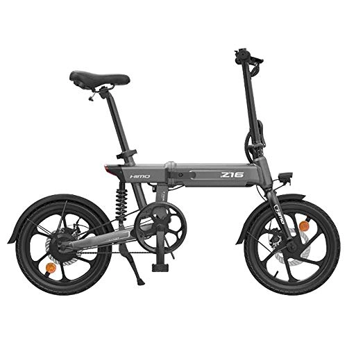 Electric Bike : HIMO Z16 light travel three-stage folding, hidden lithium battery, high-strength shock absorber, Maximum cruising range 80KM Folding Electric Power Assisted Bike(Gray)