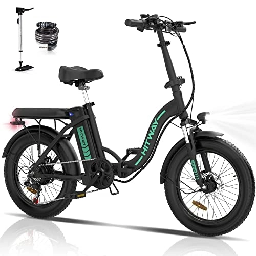 Electric Bike : HITWAY E-Bike Electric Bicycle 20 Inch Fat Tire E-Bicycle Folding Bike, 250 W / 36 V / 11.2 Ah Battery, Max.Electric mileage can reach 35-90 km.