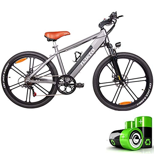 Electric Bike : HJHJ Adult electric bicycle 6-speed 26-inch hybrid bicycle, 80KM assisted riding shock-absorbing mountain bike (removable lithium battery)