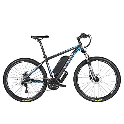 Electric Bike : HJHJ Electric mountain bike, 36V10AH lithium battery hybrid bicycle, (26-29 inches) bicycle snowmobile 24 speed gear mechanical line pull disc brake three working modes, Blue, 27.5 * 17in