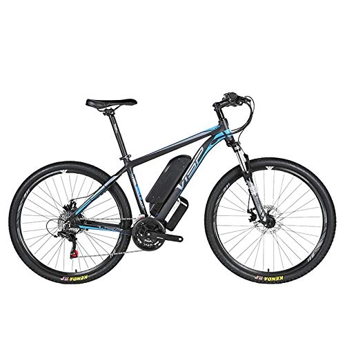 Electric Bike : HJHJ Electric mountain bike, 36V10AH lithium battery hybrid bicycle, (26-29 inches) bicycle snowmobile 24 speed gear mechanical line pull disc brake three working modes, Blue, 29 * 15.5in