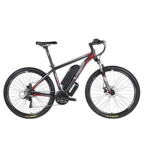 Electric Bike : HJHJ Electric mountain bike, 36V10AH lithium battery hybrid bicycle, (26-29 inches) bicycle snowmobile 24 speed gear mechanical line pull disc brake three working modes, Red, 26 * 15.5in