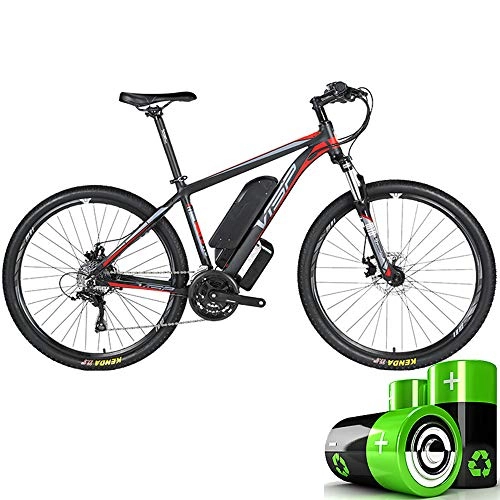 Electric Bike : HJHJ Electric mountain bike, 36V10AH lithium battery hybrid bicycle, (26-29 inches) bicycle snowmobile 24 speed gear mechanical line pull disc brake three working modes, Red, 27.5 * 15.5in
