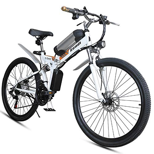 Electric Bike : HJHJ Folding electric bicycle, 26-inch portable electric mountain bike high carbon steel frame double disc brake with front LED light 36V / 8AH