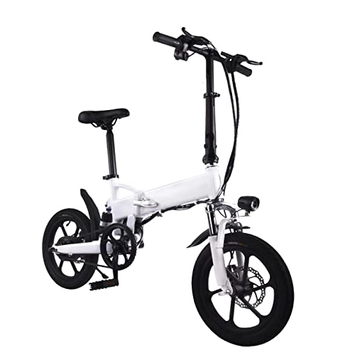 Electric Bike : HMEI 250W Adult Electric Bike Foldable For Adults Lightweight 16 Inch Tire 36v Lithium Battery Soft Tail Frame Folding Electric Bicycle (Color : White)