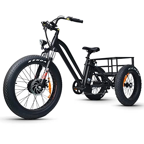 Electric Bike : HMEI EBike 1000W Electric Three wheeled Bicycle, 48V 20AH Lithium Battery 20-24 inch Fat Tire Adult Electric Bicycles 30 Mph, 7-Speed Ebike (Color : 48v1000w)