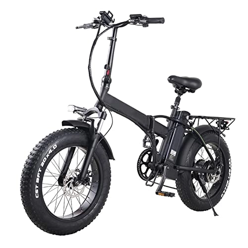 Electric Bike : HMEI EBike Foldable Electric Bike for Adults 20 Inch Fat Tire 48V Lithium Battery Mountain Bikes 500W / 750W Ebike 20 Inch 4.0 Fat Tire Electric Bicycle (Color : Black, Size : 750W)