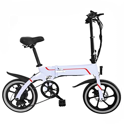 Electric Bike : HMEI Electric Bike Foldable for Adults Lightweight Electric Bicycle 350W 14 Inch 36V 10.4Ah 50km Range Folding Electric Bike (Color : White)