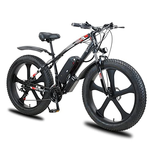 Electric Bike : HMEI Electric Bikes for Adults 1000W Electric Bike for Adults 28MPH 26 * 4.0 Fat Tire 48V Lithium Battery 12Ah Snow Electric Bicycle (Color : Black, Number of speeds : 21)