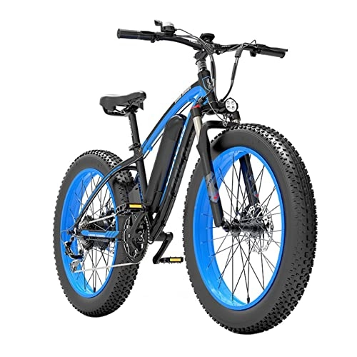 Electric Bike : HMEI Electric Bikes for Adults Electric Bike 1000w for Adults, 48v 16Ah Lithium-Ion Battery Removable Electric Mountain Bicycle 26'' Fat Tire Ebike 25mph Snow Beach E-Bike (Color : 16AH blue)