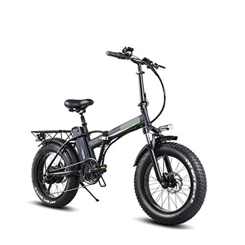 Electric Bike : HMEI Electric Bikes for Adults Electric Bike Foldable for Adults 20 * 4.0 Inch Fat Tire Electric Bicycle 800W 48V 15Ah Lithium Battery Electric Bike Folding Ebike (Color : Black One battery)