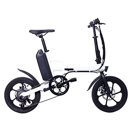 Electric Bike : HMEI Electric Bikes for Adults Electric Bike Foldable for Adults Lightweight 16-Inch Variable-Speed Folding Electric Bicycle 250W 36V Lithium Battery Ebike (Color : White)