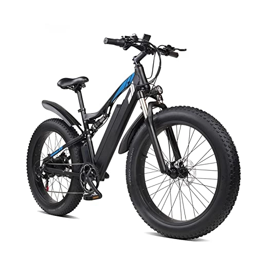Electric Bike : HMEI Electric Bikes for Adults Electric Bike for Adults 1000W 26”Fat Tire, Removable 48V Lithium Ion -Battery electric bicycles 7-speed Built for Trail Riding (Color : Black)