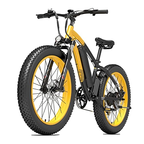 Electric Bike : HMEI Electric Bikes for Adults Electric Bike for Adults 25 Mph 1000W Electric Bicycle 48V 13ah Power Assist Electric Bicycle 26 X 4 Inch Fat Tire E-Bike Battery Electric Bike (Color : Yellow)