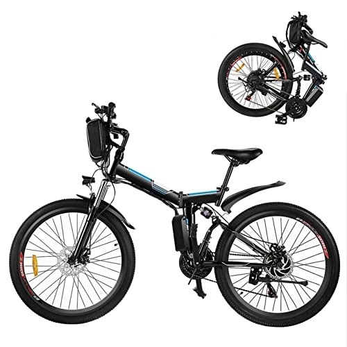 Electric Bike : HMEI Electric Bikes for Adults Electric Bike for Adults Foldable 26 Inch 250W 21 Speed Mountain Electric Power Lithium-Ion Battery Aluminum Alloy Electric Bicycle (Color : Black)