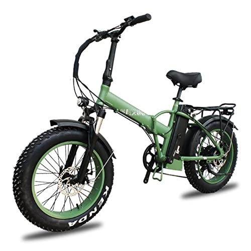 Electric Bike : HMEI Electric Bikes for Adults Electric Bike for Adults Foldable 750W 48V 20" Fat Tire Snow E Bike Powerful Electric Bicycle Mountain Snow Ebike (Color : Green)