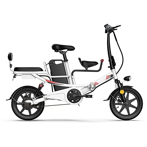 Electric Bike : HMEI Folding Electric Bikes for Adults 14 Inch Electric Bicycle 48V 400W Motor Lithium Battery Disc Brake Carbon Steel Frame E-Bike (Color : 11 ah white)