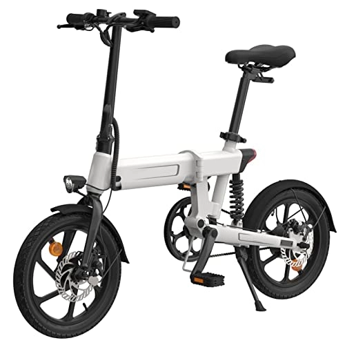 Electric Bike : HMEI Folding Electric Bikes For Adults Power Assist Electric Bicycle 80km Range 10Ah 36V 250W Rear Wheel Drive Motor Urban Commute E-Bike (Color : White)