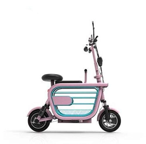 Electric Bike : Hold E-Bikes Folding Electric Bicycle - 580W 48V Waterproof E-Bike, With child seat and pet box Scooter adult lithium tram mini small two-wheeled scooter@Pink