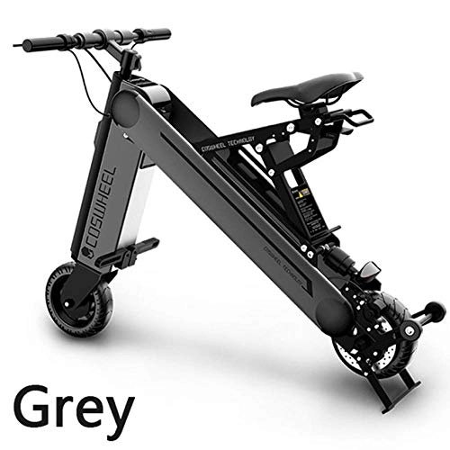 Electric Bike : Hold E-Bikes Mini Folding Electric Car Adult Lithium Battery Bicycle Tricycle Lithium Battery Foldable Portable Travel Battery Car@Gray_10inch45KM