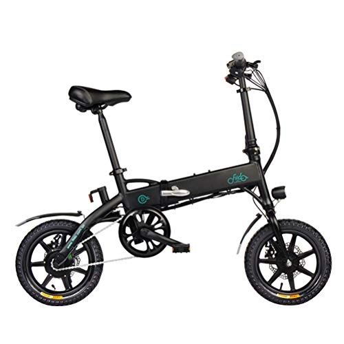 Electric Bike : HOOGAO FIIDO D1 Folding Mountain Electric Bike 14" Tire Lightweight E-bike 250W 36V with LCD Screen Shock Absorption Mechanism Electric Bicycle for Adults City Commuting Outdoor Cycling-Black (Black)