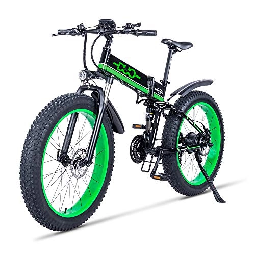 Electric Bike : HUAEAST Folding Electric Bike, 1000W SHIMANO 21 Speed Fat Tire Mountain Bike with 48V Lithium Battery