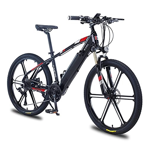 Electric Bike : HULLSI Electric Bike, Aluminum Alloy Frame for Adults Mountain Bike with 350W Motor, 36V / 10Ah Removable Battery, 27 Speed Gears, Double Disc Brakes, Black, 26 inch