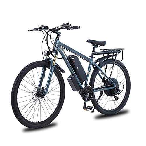 Electric Bike : HULLSI Electric Mountain Bike, Aluminum Alloy Frame 29" E-MTB Bicycle 1000W with Removable Lithium-Ion Battery 48V 13A for Men, 21Speed Gears, Double Disc Brakes, Gray, 29 inch