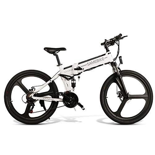 Electric Bike : humflour Aluminum Alloy Folding Electric Mountain Bike 48V Lithium Battery 21-level Variable Speed Boost Adult Moped Double Disc Brake Shock-absorbing Bicycle For Mens For SAMEBIKE 26 In