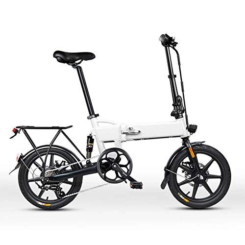Electric Bike : HWOEK Adult Folding Electric Bike, 6 Speed 250W 16 Inch Travel E-Bike with Removable 36V 7.5AH / 10.5AH Lithium-Ion Dual Disc Brakes with Rear Seat, 7.5AH