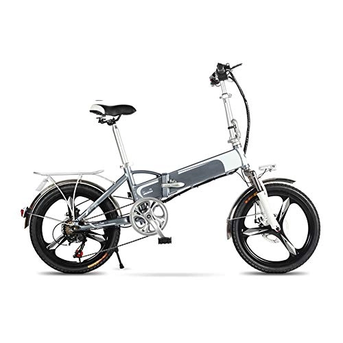 Electric Bike : HWOEK Adult Mini Electric Bike, Dual Disc Brakes 20'' Folding Electric Bicycle with Intelligent Remote Control Alarm Urban Commuter E-Bike Removable Battery, Gray, 12AH