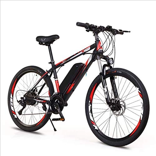 Electric Bike : HWOEK Adult Off-Road Electric Bicycle, 250W Motor 26'' Electric Mountain Bike with Removable 36V 8AH / 10AH Lithium-Ion Battery 21 / 27 Variable Speed Double Disc Brake Unisexe, white red, A 36V8AH