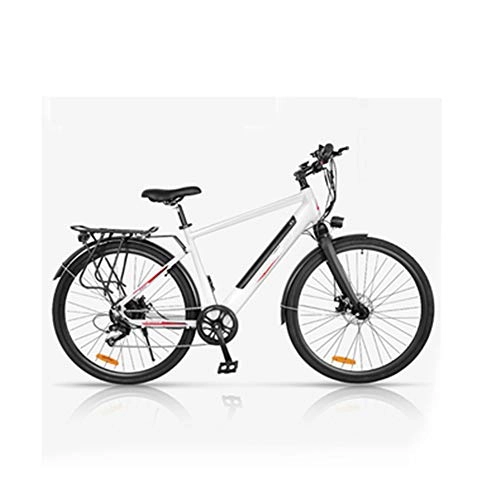 Electric Bike : HWOEK Adults City Electric Bike, 350W Powerful Motor 27" Mountain Commuter E-Bike Aluminum Alloy Frame 6 Speed Dual Disc Brakes Removable Battery Three Options, White, A 10AH