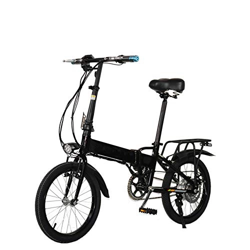 Electric Bike : HWOEK Adults Folding Electric Bike, 300W 18 Inch Commute Ebike with Remote Control System And Rear Seat 48V Removable Battery Rear Disc Brake Unisex, Black, 9AH