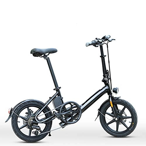 Electric Bike : HWOEK Adults Folding Electric Bike, 6 Speed 250W Motor 16 Inch Aluminum Alloy Frame City Travel E-Bike Dual Disc Brakes 36V Lithium Battery with Rear Seat, Black, 7.5AH