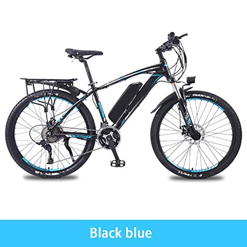 Electric Bike : HWOEK Electric Mountain Bike, 26'' City Electric Bicycle for Adults with Removable 36V 8AH / 10AH / 13 AH Lithium-Ion Battery 27 Speed Shifter Aluminum Alloy Frame Unisex, black blue, 8AH