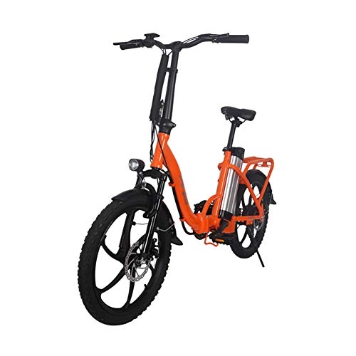 Electric Bike : HWOEK Folding Electric Bike for Adults, Dual Disc Brakes 20 Inch City Commute Ebike 36V Removable Lithium Battery 250W Motor LCD Display, Orange