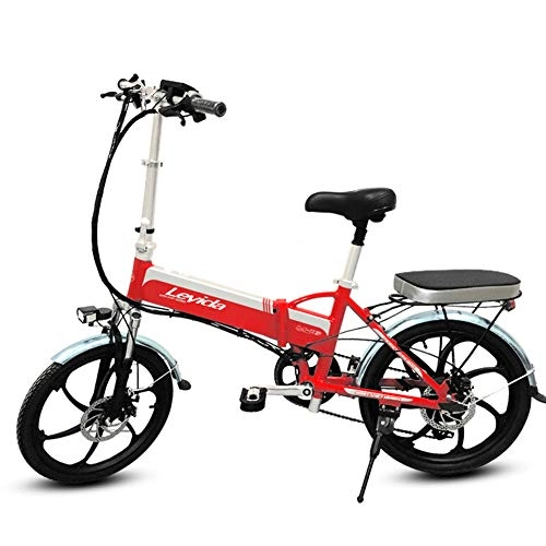 Electric Bike : Hxl Folding Bike With 400w Motor Electric Bike with Front 20 Inch Wheels and Removable Battery 7 Speeds Electric Bicycles, Red