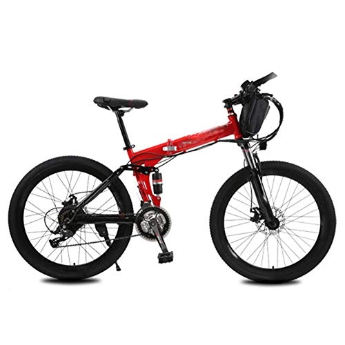Electric Bike : HY-WWK Electric Folding Bicycle, 240W 21 Speed 26 inch City Electric Bike for Adults with Removable Battery Commuter E-Bike Dual Disc Brakes Unisex, Black, A 10Ah, Red