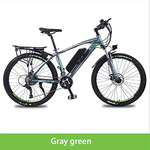 Electric Bike : HY-WWK Electric Mountain Bike, 26'' City Electric Bicycle for Adults with Removable 36V 8Ah / 10Ah / 13 Ah Lithium-Ion Battery 27 Speed Shifter Aluminum Alloy Frame Unisex, White Orange, 10Ah, Gray Green