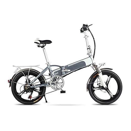 Electric Bike : HY-WWK Mini Electric Bike, 20'' Adult Folding Electric Bicycle Dual Disc Brakes with Intelligent Remote Control Alarm Urban Commuter E-Bike Removable Battery, Blue, 10Ah, Grey