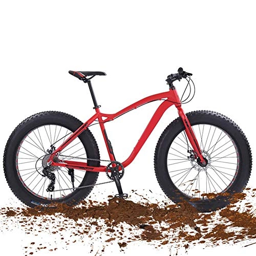 Electric Bike : JIEER 26'' Carbon Steel Mountain Bike with 17'' Frame Disc-Brake Kickstand 24 Speeds, Red Colors