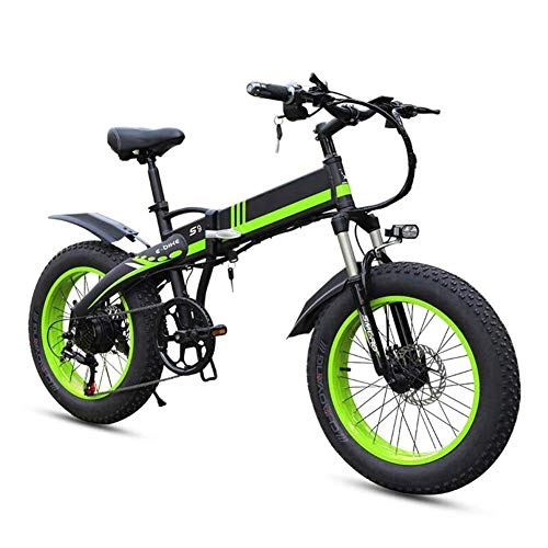 Electric Bike : JIEER Adult Folding Electric Bikes Comfort Bicycles Hybrid Recumbent / Road Bikes 20 Inch, Mountain E-Bikes 7-Speeds Transmission System, Lightweight Aluminum Alloy Frame for Adults, Men Women-Green