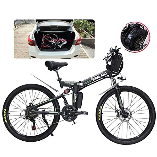 Electric Bike : JIEER Adult Folding Electric Bikes Comfort Bicycles Hybrid Recumbent / Road Bikes 26 Inch Tires Mountain Electric Bike 500W Motor 21 Speeds Shift for City Commuting Outdoor Cycling Travel Work Out-Black