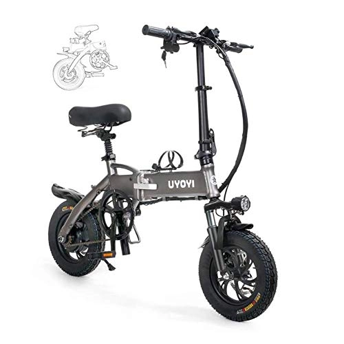 Electric Bike : JIEER Adult Folding Electric Bikes Foldable Bicycle Portable Aluminum Alloy Frame, with LED Front Light, Three Riding Mode, Disc Brake for Adult Comfort Bicycles Hybrid Recumbent / Road Bikes