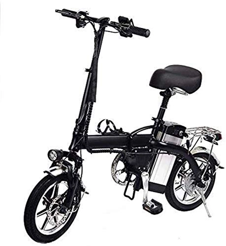 Electric Bike : JNWEIYU Electric Bicycle Adult Waterproof 14" Folding Electric Bike with 48V 10AH Lithium Battery 350w High-speed Motor for Adults -Black