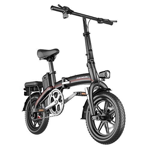 Electric Bike : JNWEIYU Electric Bicycle Adult Waterproof Portable Easy to Store, 14" Electric Bicycle / Commute Ebike with Frequency Conversion High-speed Motor, 48V 8Ah Battery (Size : 30km)
